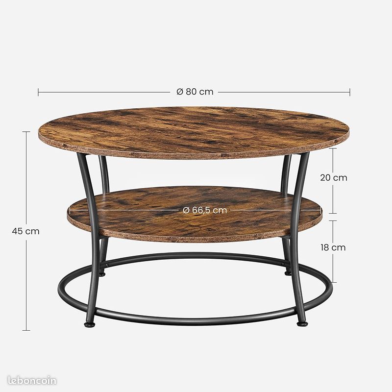 Table Basse, Table à Cocktail Ronde avec étagère (image 5)