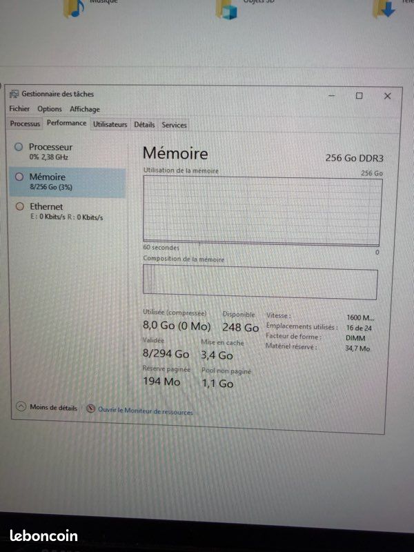 Serveur HPE ML350 Gen8 + bi proc Xeon E5-2620 + 256 Go de DDR 3 + 5x300Go de disque en 10K + rail de baie + carte réseau 2x SFP+ 10 Gbit/s (image 8)
