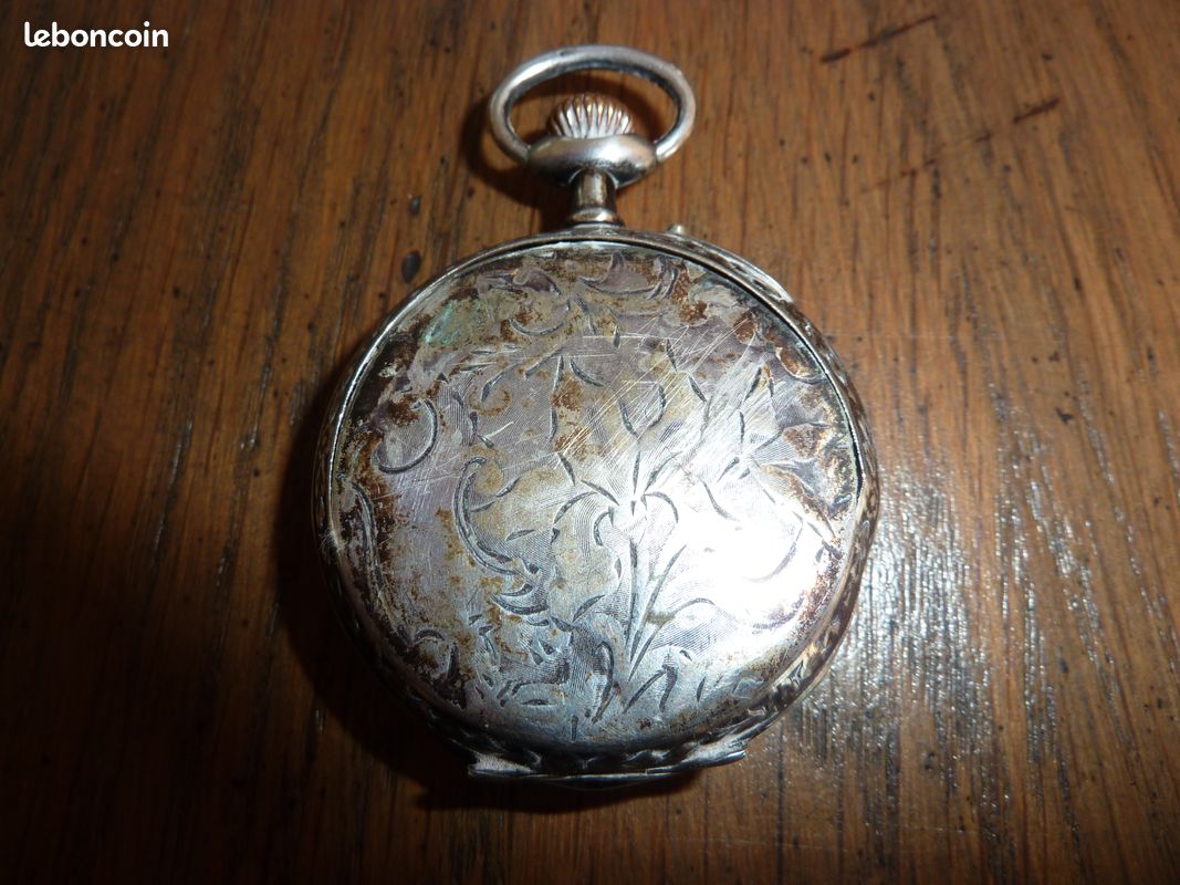 Montre à Gousset Ancienne En Argent - Numérotée 39521, 4 Rubis, Mécanique à Clef