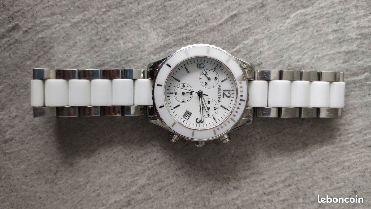 Montre Agatha Quartz - Réf V104 - Bracelet Blanc - Occasion Femme