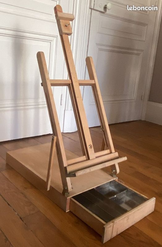 Chevalet De Table En Bois Avec Tiroir - Occasion - Idéal Pour Peinture, Dessin Ou Présentation