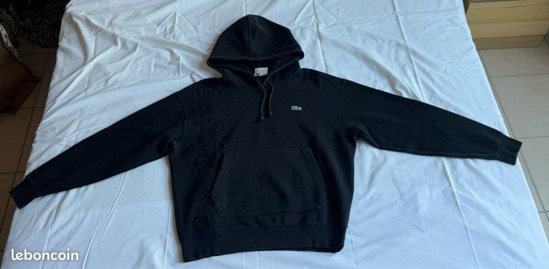Sweat à capuche Lacoste Homme Noir – Logo relief – Taille 4 – Très bon état (image 2)