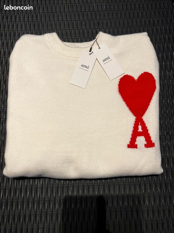 Pull Ami Paris Taille M - Noir, Laine, Neuf Avec Étiquettes, Authentique