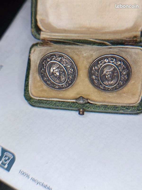 Boutons De Manchette Pièce Monnaie Liard Argent Massif Ancienne De Rodde Paris