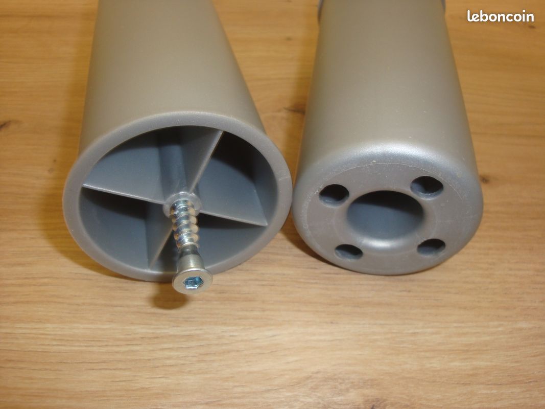 Lot de 5 pieds cylindriques creux pour meuble en PVC Ø 55 à 60 x H 140 mm (image 2)