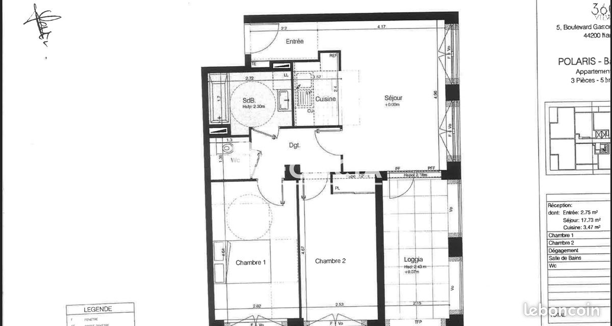 Appartement 3 pièces 60 m² · à Nantes · 60 m² · 806 €/mois