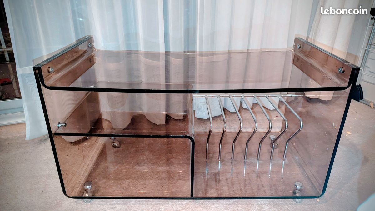 Meuble hifi vintage plexiglas fumé (image 1)