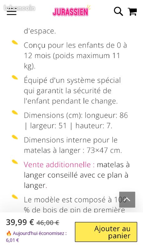 URGENT Lit bébé en bois 2 en 1 avec table a langer pin massif 🇫🇷 (image 4)