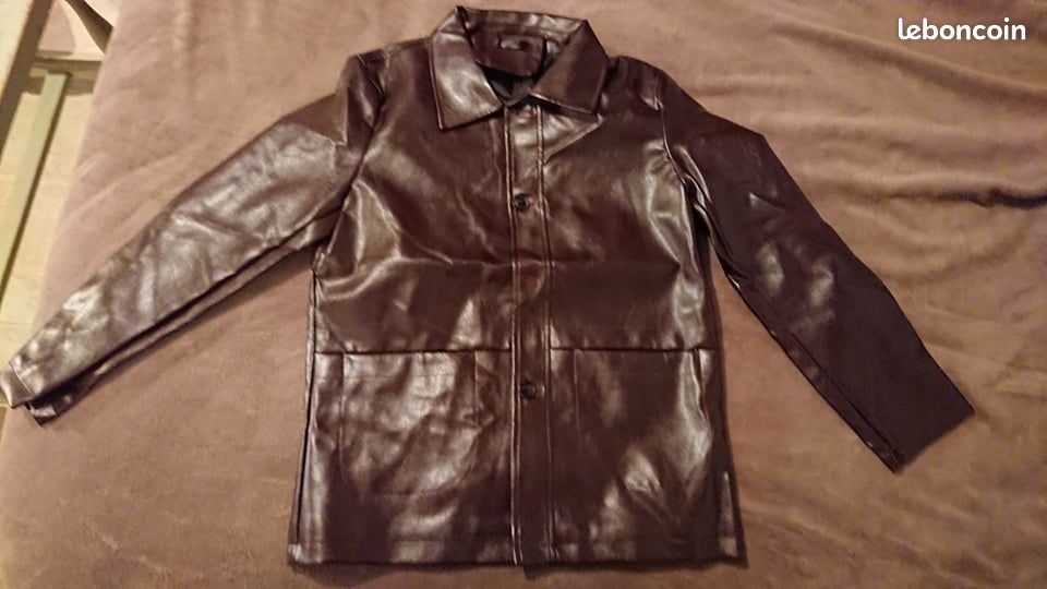 Veste homme simili cuir Rouge vin/bordeaux (image 1)