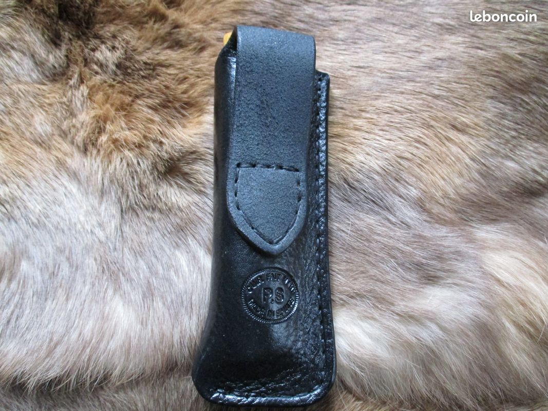 Etui en Cuir noir Foulonné(peaux d'orange) pour l'opinel n°10 non Customisé pour Droitier (image 10)