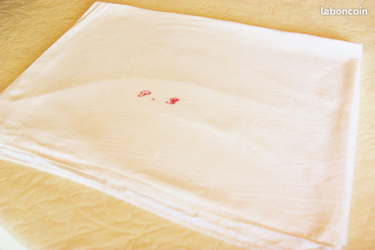 Ancienne nappe en coton damassé 224 x 148 (image 1)