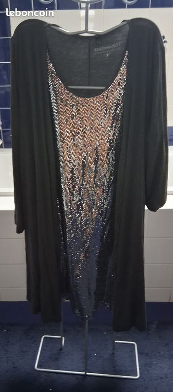 Robe Marron Bonprix Sélection En Lin - Taille XL (52) - Genou - Occasion Excellent état