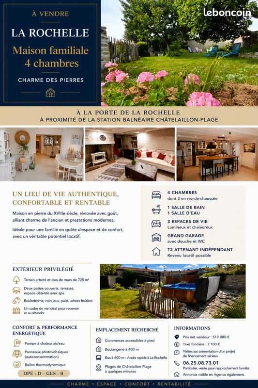 Maison 9 pièces 204 m² · à Salles-sur-Mer · 204 m² · 519 000 €