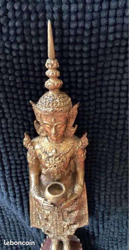 Grande statue de bouddha Thaïlandaise Bronze doré XXème 50 cm (image 2)