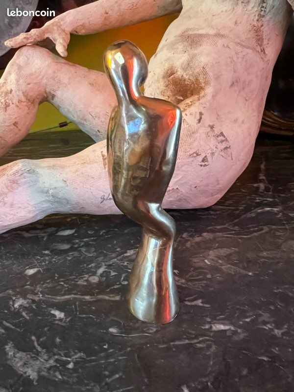 Sculpture Bronze Moderniste Vintage - Nu Féminin Abstrait (image 7)
