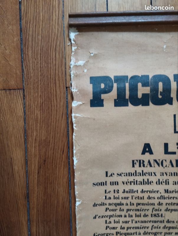 Action Française, Grande affiche entoilée, 1906, "2e Appel au Pays - Picquart au Ministère" (image 2)