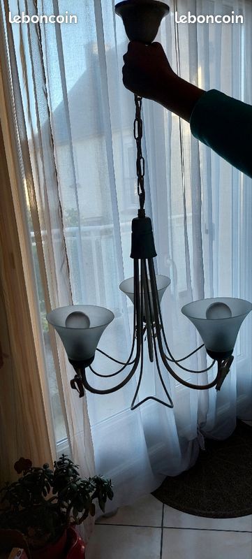 Lustre beige 3 globes (image 2)