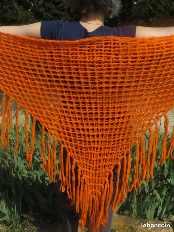 Châle au crochet orange (image 4)