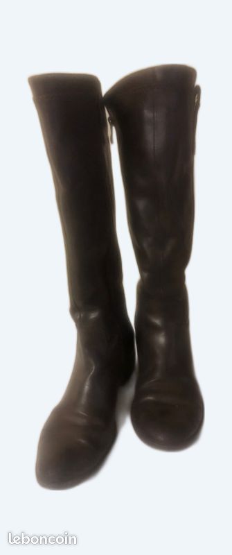 Bottes marron, talons 3 cm fermeture éclair sur la longueur (image 1)