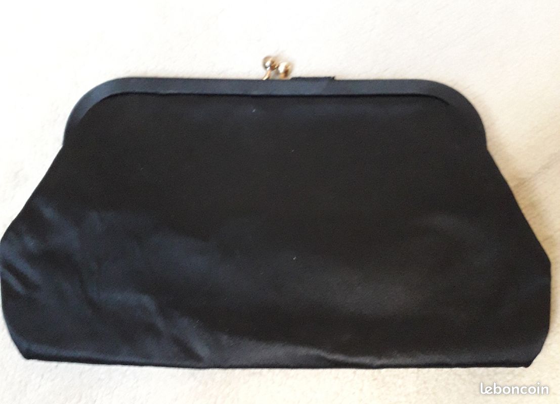 Pochette soir satin noir vintage 1950 /1960 (image 2)