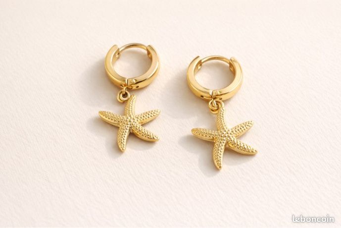Boucles D'oreilles En Or 18K 750 - Modèle étoiles De Mer - Neuf Avec étiquettes