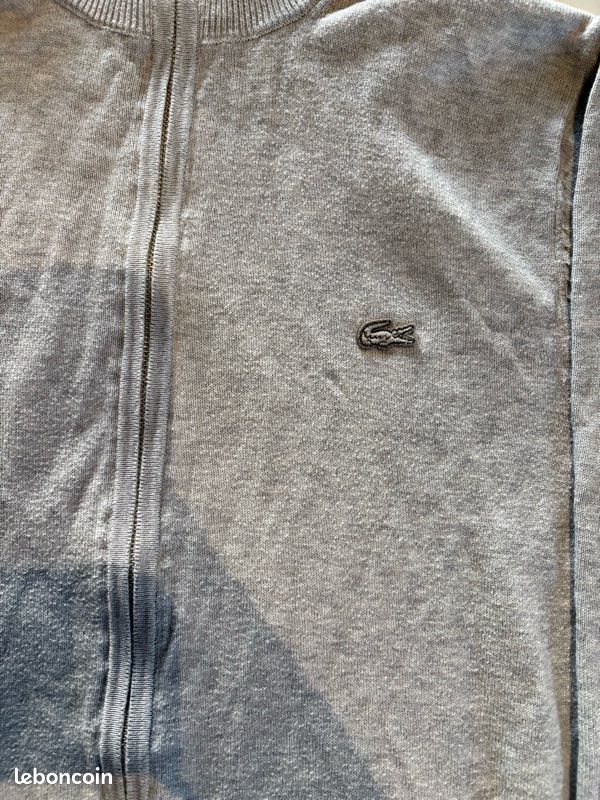 Veste / Gilet en maille Lacoste gris à coudières - Taille M (image 2)