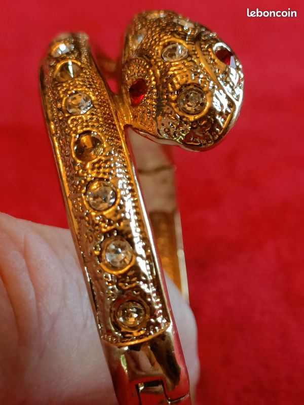 Bracelet Jonc Ethnique En Python - Sénégal Années 60, Vintage, Marron Foncé, Occasion