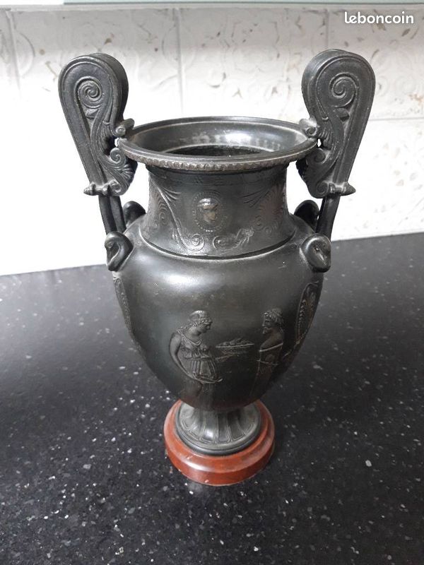 Vases anciens amphores _ grec _ romain _ Cassolettes _ Régule ou « faux bronze » _ XIXème siècle _ Vintage (image 3)