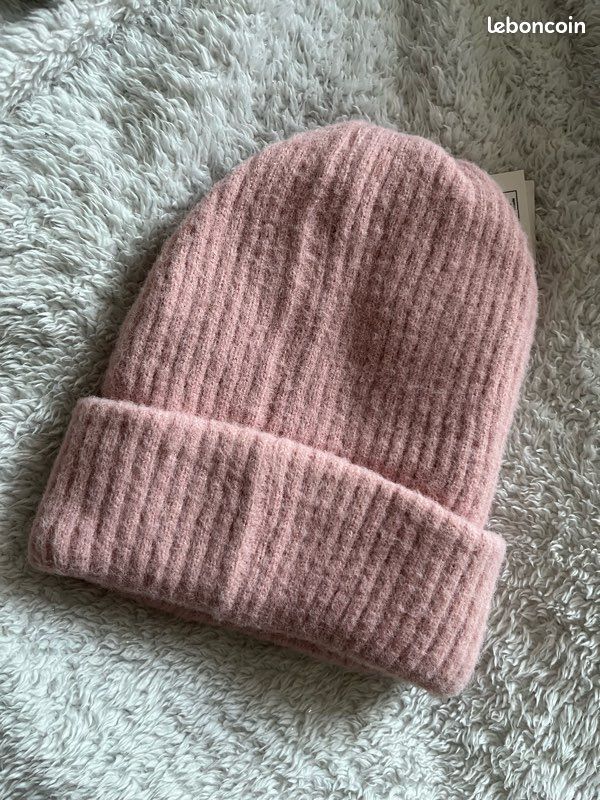 Bonnet rose pastel San Marina 59% cachemire taille unique neuf (image 4)