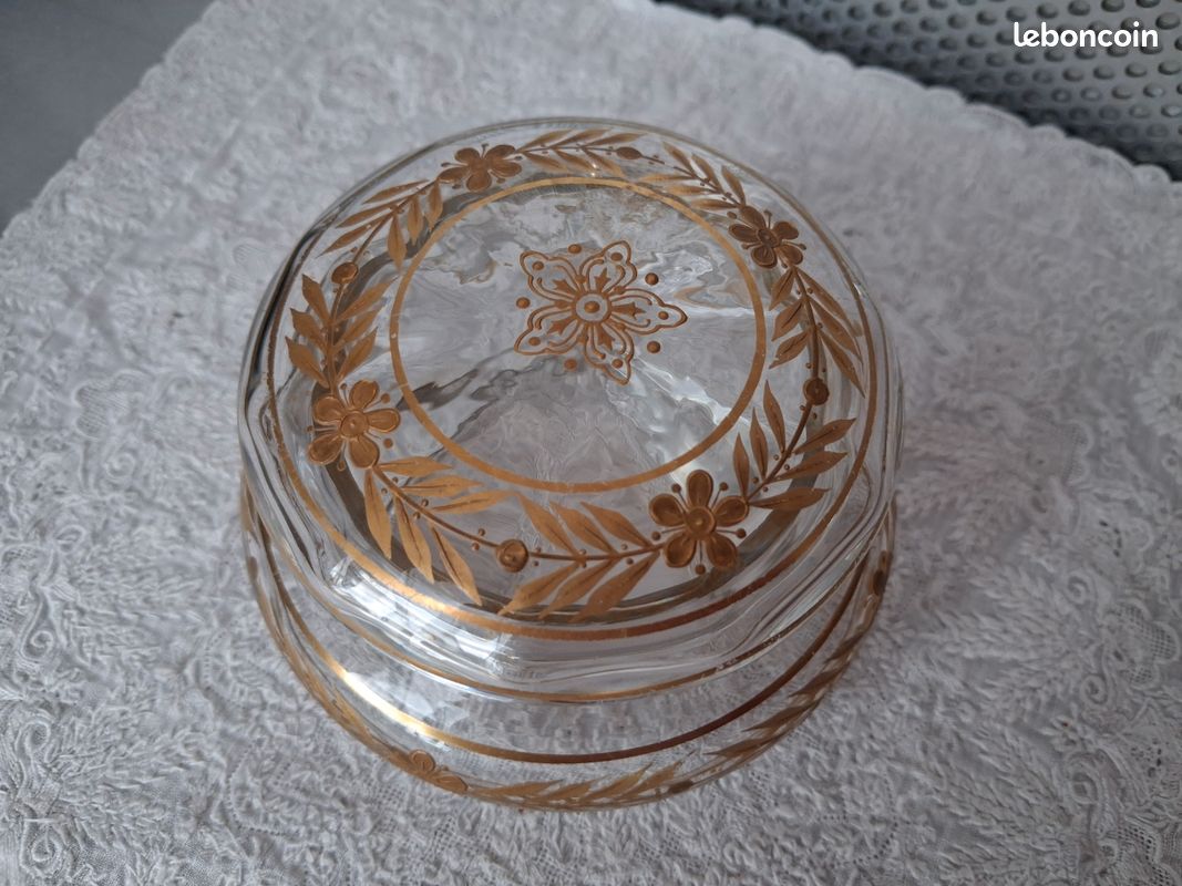 Boîte à bijoux verre soufflé doré main 1920 art déco (image 3)