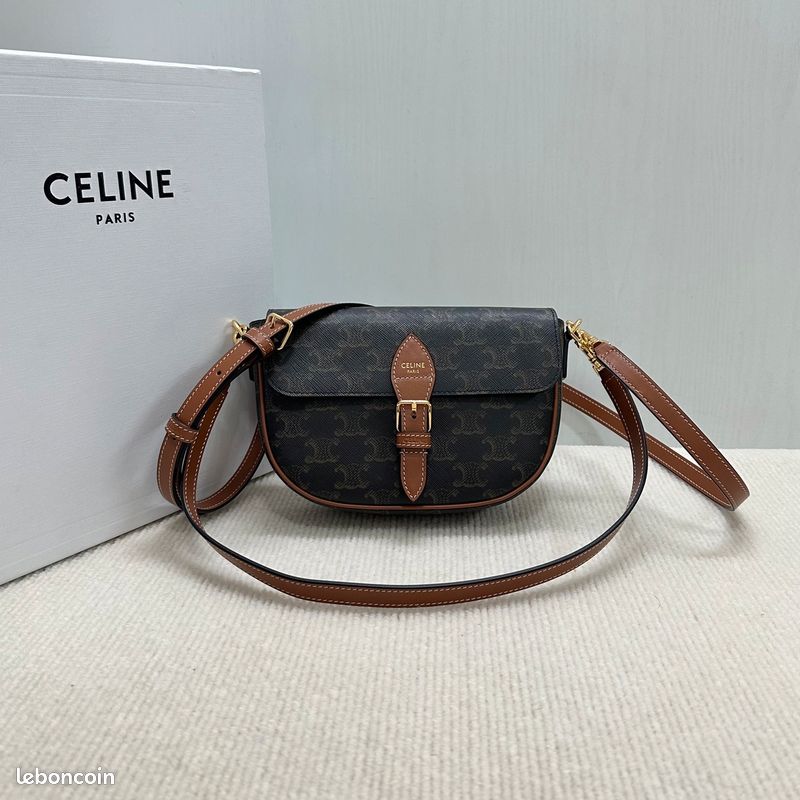 FOLCO SHOULDER Toile Triomphe et veau Céline Accessoires Bagagerie