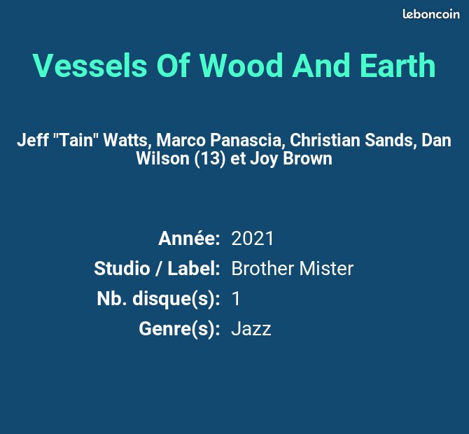 Vessels Of Wood And Earth - Jeff "Tain" Watts, Marco Panascia, Christian Sands, Dan Wilson (13) e... (image 2)