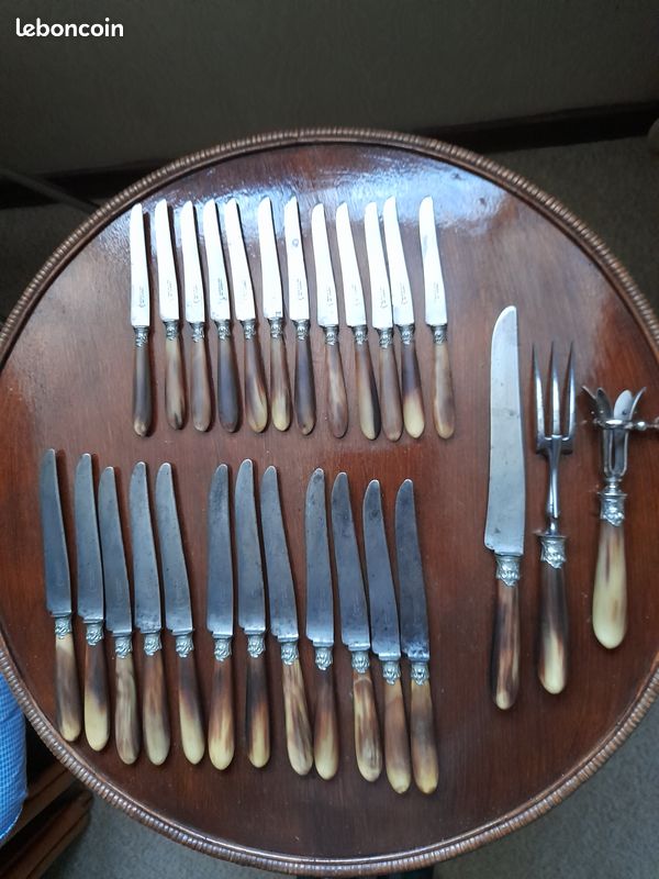 ANCIEN SERVICE À découper gigot rôti cuisine couvert ménagère manche corne knife EUR 49,99