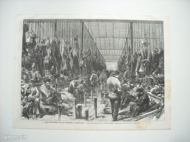 Gravure Ancienne – Prisonniers à Versailles – Commune De Paris 1872 – Originale