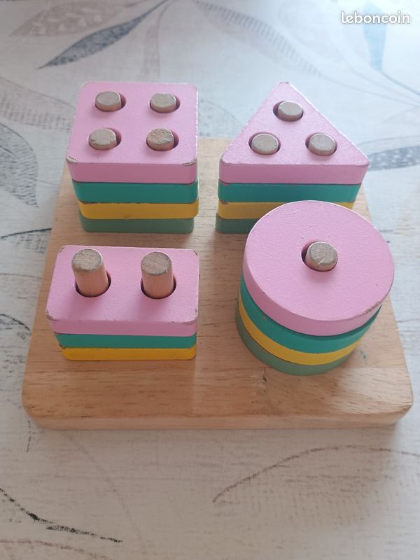 Puzzle En Bois ANTEVIA – 7 Animaux à Encastrer, Plateau Inclus, Couleurs Vives – Dès 10 Mois, Certifié FSC, Fabrication Française
