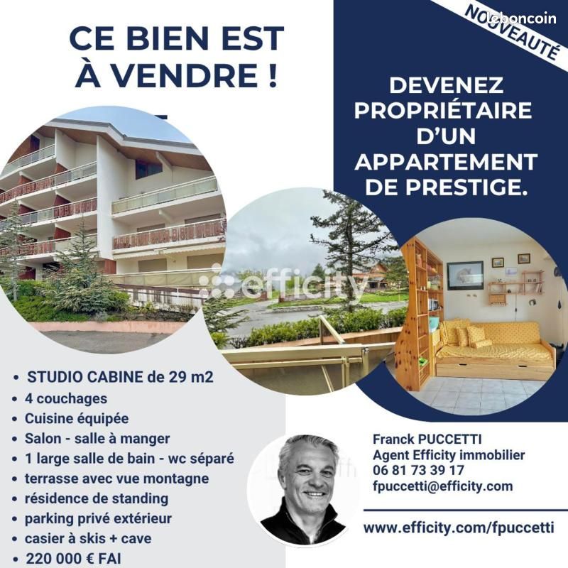 Appartement 1 pièce 28 m² · à Saint-Étienne-de-Tinée · 28 m² · 220 000 €