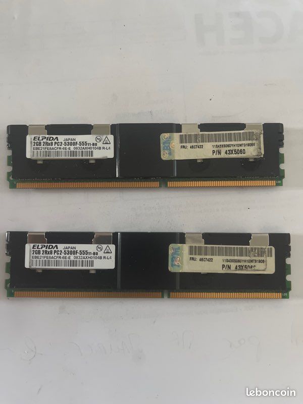 2 Barrettes mémoire de 2GB DDR2 (image 1)