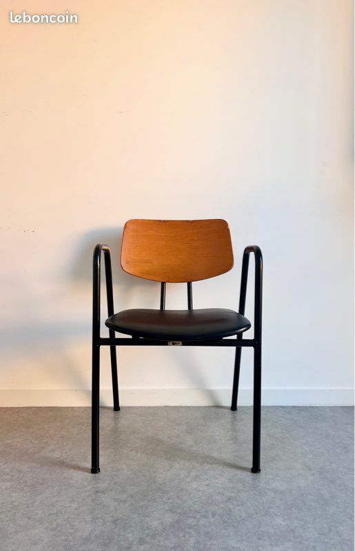 4 BELLES CHAISES style scandinave 1960 50 Skaï bois foncé teck ou palissandre EUR 240,00 - FR