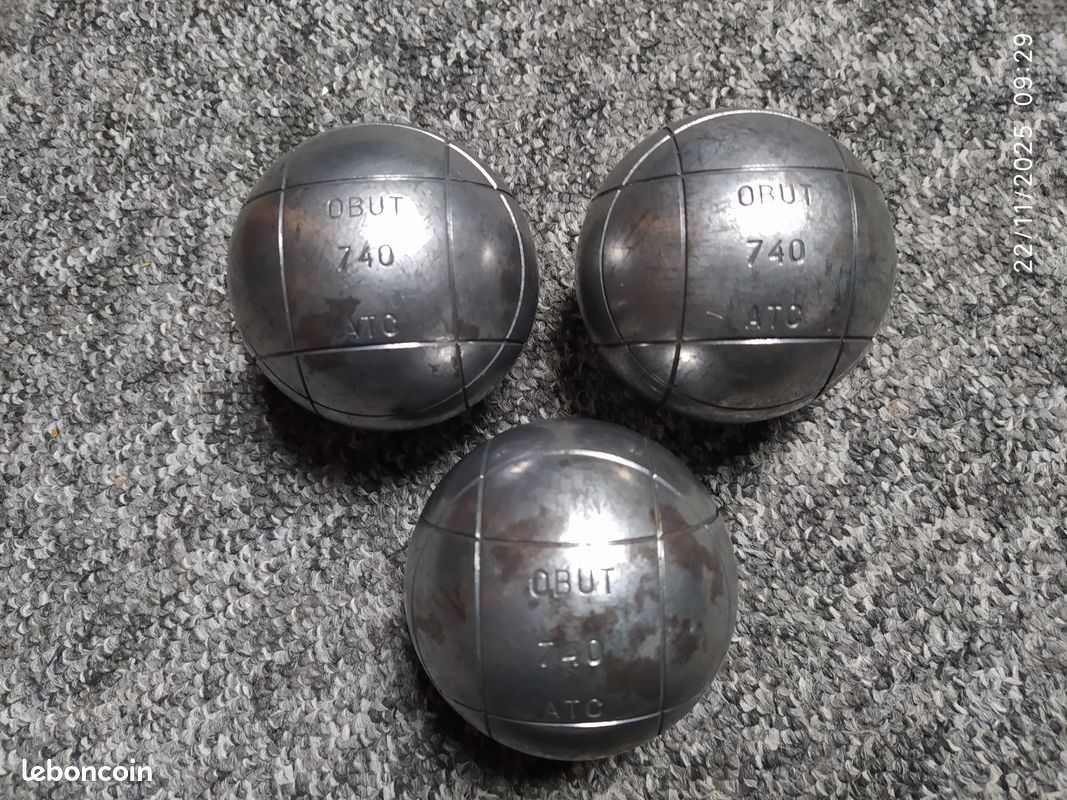 BELLE TRIPLETTE BOULES de Pétanque OBUT ATC Lisse 765G 74 mm. EUR 39,00