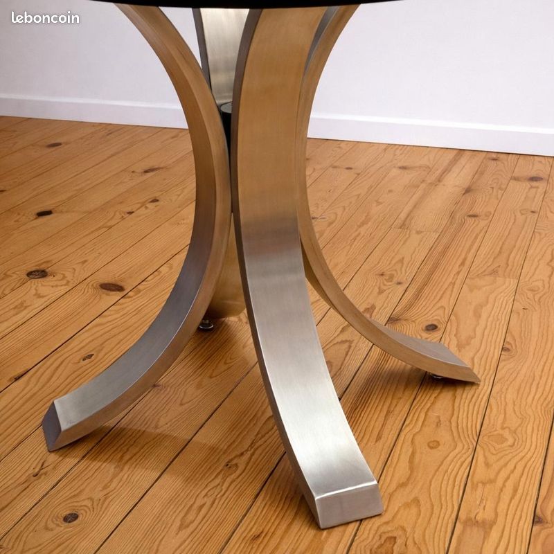 Table en verre et acier brosse (image 3)