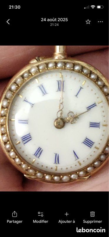 Montre De Poche Ancienne LEROY PARIS En Or émaillé Et Diamants - Style Napoléon III, XIXe Siècle