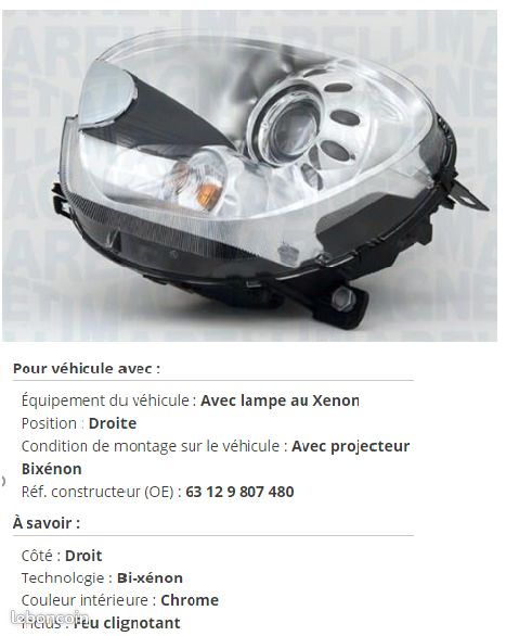 Phare Avant Gauche Xenon Pour Mini Countryman R60 (2011-2016) & Paceman R61 - Sans Ballaste