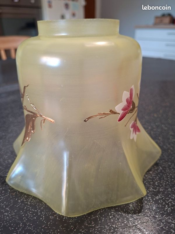 Tulipe lampe à pétrole lampe à huile décor floral dorure art nouveau Belle époque (image 13)