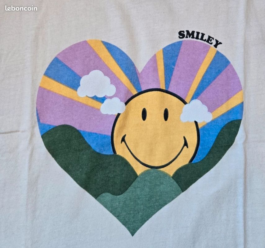 T-shirt Vintage Smileys Jaune Taille M Coton Premium Années 90 - Neuf Sans étiquettes
