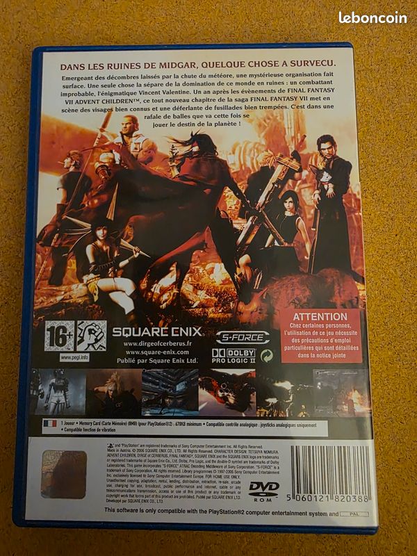 Jeu PS2 Dirge Of Cerberus Final Fantasy VII - Complet FR - Très Bon état