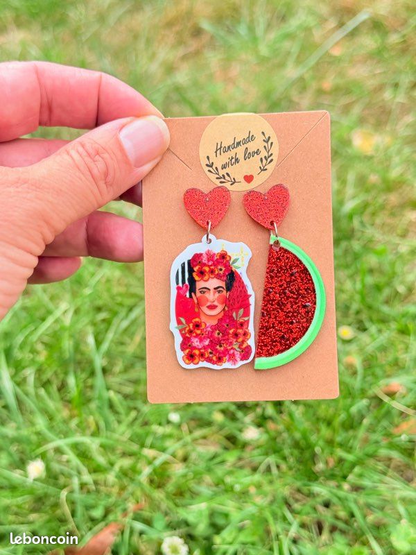 Boucles d’oreilles Frida Kahlo pastèque (image 4)