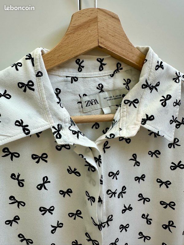 Chemisier / Chemise Femme ZARA - Taille S - Blanc - Occasion Très Bon état - Blouse Col Probable
