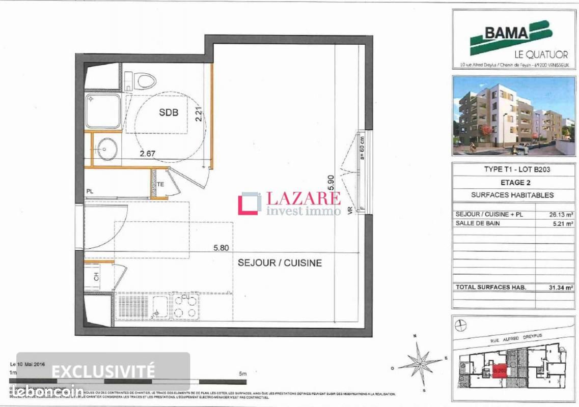 Appartement a louer venissieux - 1 pièce(s) - 31 m2 - Surfyn