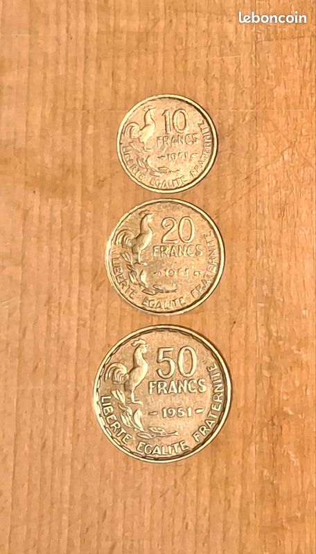 Lot monnaies G.GUIRAUD 1951 10-20-50 francs - Collection