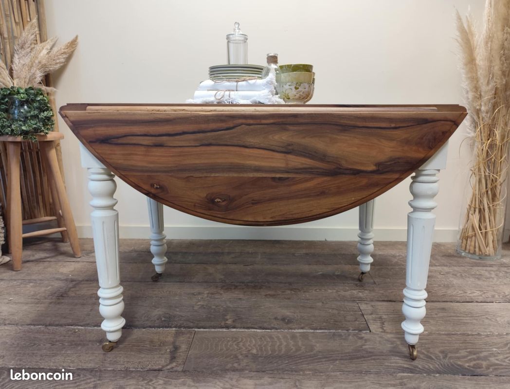 Table d'appoint en noyer deux en une convertible en console bois massif (image 13)